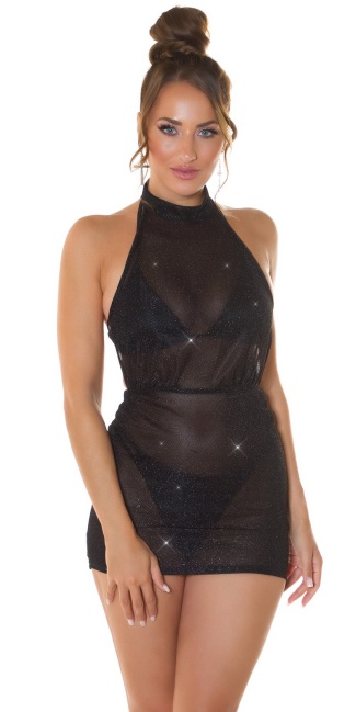 Sexy glitter jurk / cover-up zwart